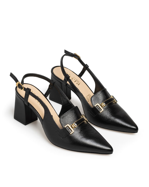 Zapatilla Negra Picuda Slingback 20716